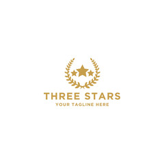 Three stars with laurel. Isolated on white