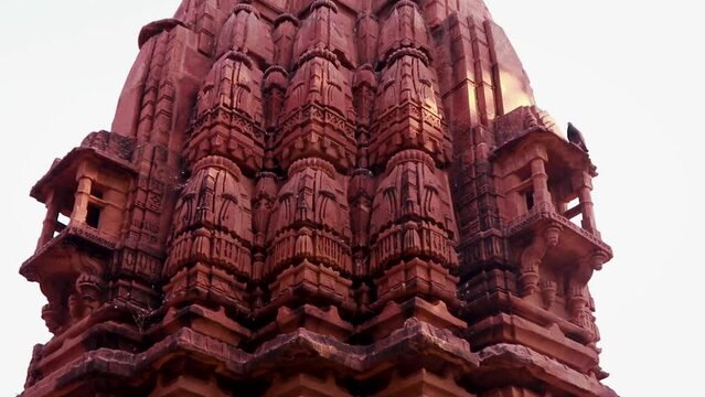 ancient hindu temple architecture from different angle at day