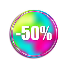 The discount coupon 50% in colorful gradient effect