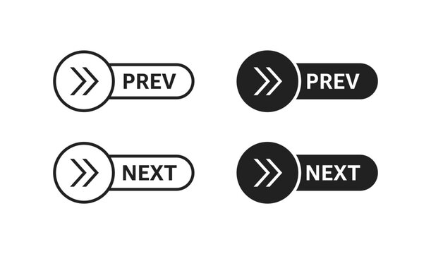Previous and next button set. Web buttons with arrow. Vector EPS 10