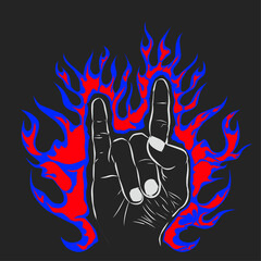 Fototapeta premium Three-fingered / fiery metal greeting