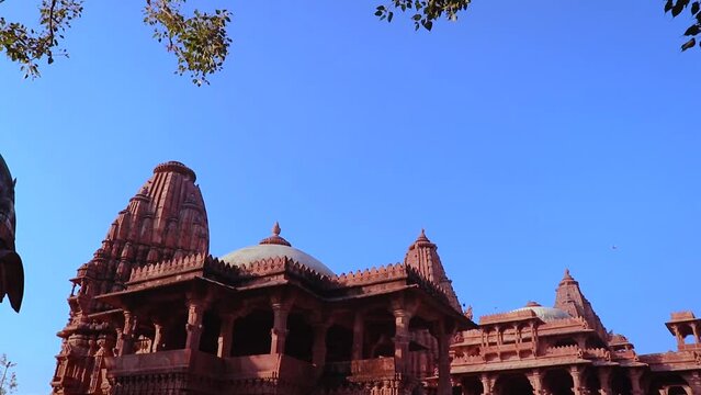 ancient hindu temple architecture from different angle at day