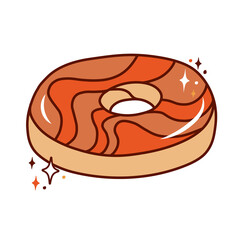 Retro groovy donut. Hippie and boho style. PNG.