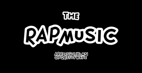 Cool playful alphabet, lively funky letters, black friendly font for street music logo, doodle headline, teenage phrases, comic art book typography. Vector typographic design