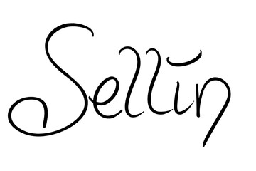 Sellin, Handwritten black on white 