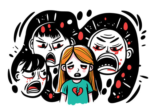Harc&egrave;lement &agrave; l&rsquo;&eacute;cole. Violence chez l&rsquo;enfant. Dispute familiale. Enfant adolescent victime de cyberharc&egrave;lement. Harc&egrave;lement homophobe