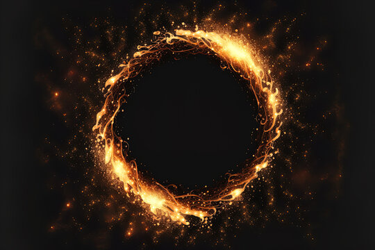 Fire show with sparkling blazing frame on a dark background. The template is lovely and may be used to create greeting cards, flyers, holiday billboards, or web banners. Generative AI
