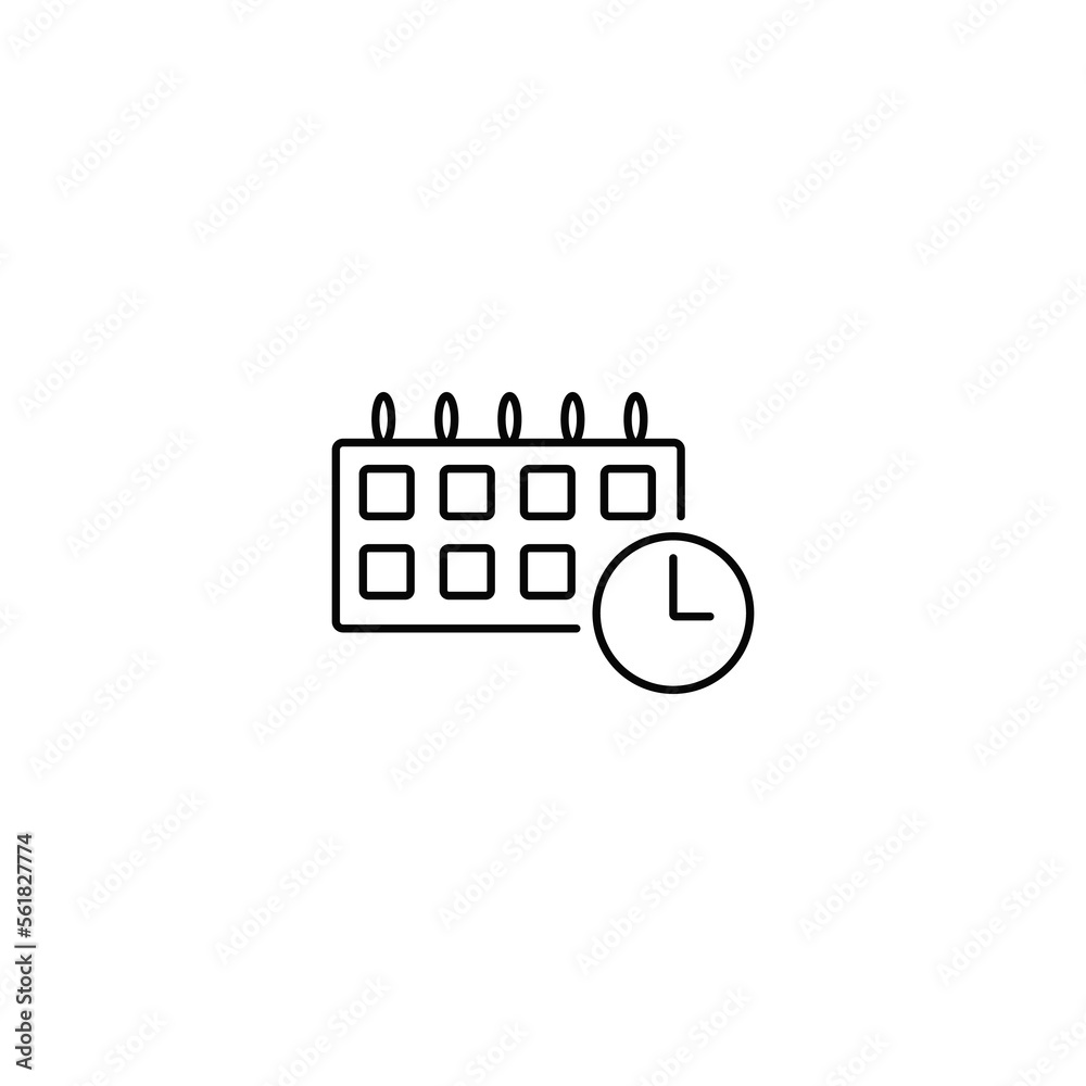 Poster time and clock line icons. vector linear icon set.