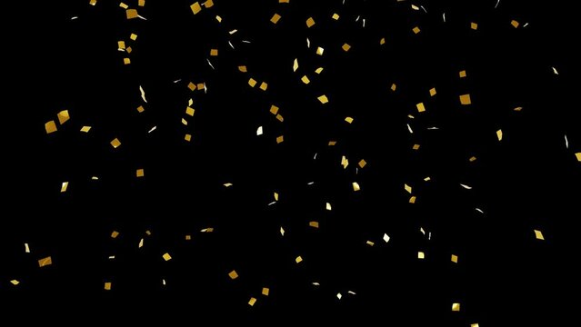 金色の紙吹雪が舞い落ちるループアニメーション動画（アルファチャンネル付）
