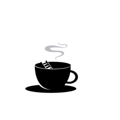 black coffee on the stairs icon design concept