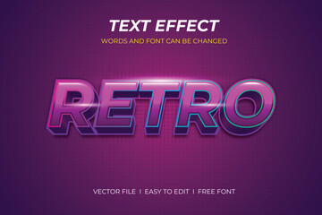 Naklejka na ściany i meble Retro Text Effect with Editable Text, Alphabet Font.
