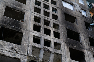 Russian terrorists dropped bombs and destroyed building,killed civilians in Kyiv