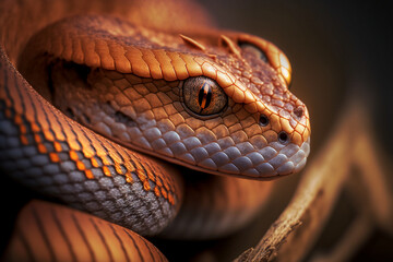 Fototapeta premium portrait of a copperhead snake made by generative ai