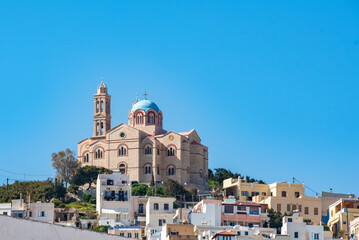 Fototapeta na wymiar The Holy Church of the Resurrection of Sotiros is an Orthodox church located in Ermoupolis, Syros.