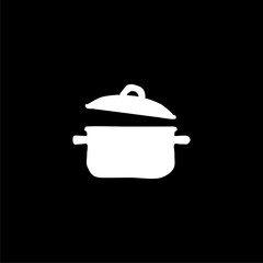 Cooking pot icon simple on black