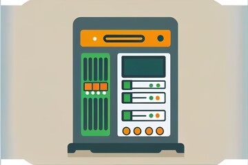 A flat design icon of a server.. Generative AI