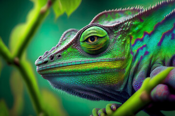 Fototapeta premium macro, animal, animals, Indonesia, chameleon, reptile,. Generative AI