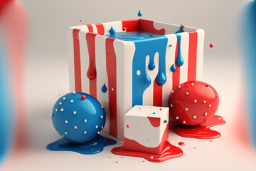 abstract 3d illustration for independence day made by generative ai