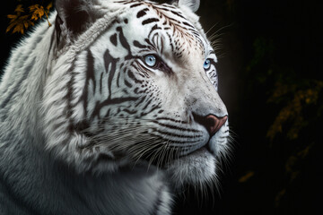white tiger portrait illustration made by generative ai