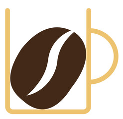 Hot coffee mug and bean simple icon drink