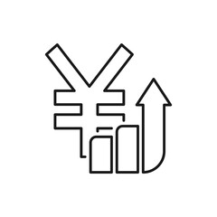 Obraz premium Yen increasing. Money growth icon line style isolated on white background. Vector illustration