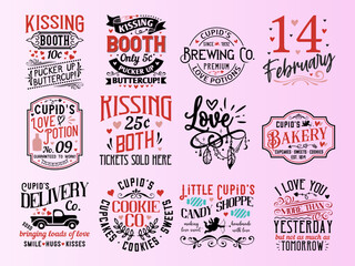 Set of Vintage Valentine's Day for Print or Cut.