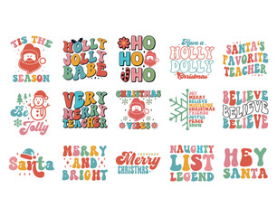 Retro Christmas Bundle Sublimation Vector