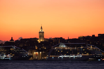 Fototapeta na wymiar Cityscape night view of Istanbul, TURKEY