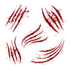 Red claw blood wounds set