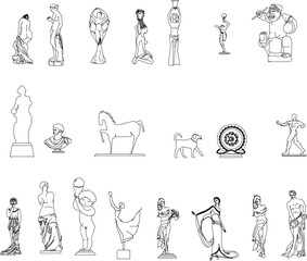 sketch vector illustration of ancient greek roman art abstract sculpture