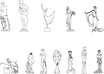 sketch vector illustration of ancient greek roman goddess beauty statue