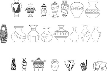 sketch vector illustration of ancient clay pottery art