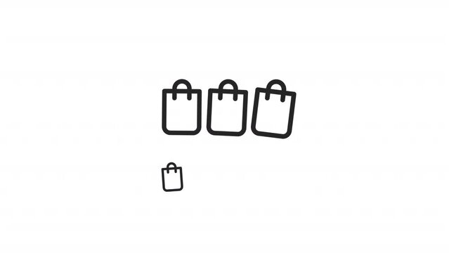 Animated bags linear icon. Shopping. Purchase goods. Product package. Commerce. Seamless loop HD video with alpha channel on transparent background. Outline motion graphic animation