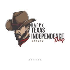 March 2 is Texas Independence Day. Holiday concept with male in a hat.