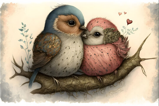 Little love birds! Trying out some water colour pencils an… | Flickr