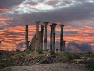 Volubilis Roman ruins in Morocco- Best-preserved Roman ruins located between the Imperial Cities of...