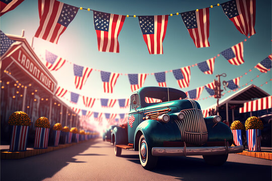 Memorial Day - Parade, Flag, USA, Weekend, Commemoration, Event, Holiday, Celebration, Emotion, Honor (Illustration Background)