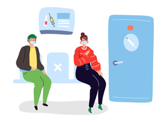 Vaccination queue - detailed flat design style illustration