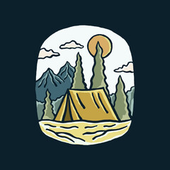 Illustration of camping nature outdoor wildlife for t-shirt, sticker, and badge design