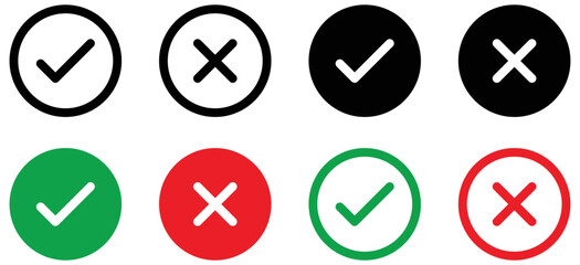 check mark icon set. yes and no icon collections symbol, vector illustration