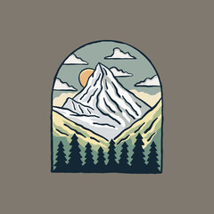 Vector design of Zermatt Matterhorn in Switzerland for Nature outdoor design