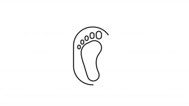 Animated barefoot linear icon. Walking barefeet. Human trace. Footwear. Footprint. Seamless loop HD video with alpha channel on transparent background. Outline motion graphic animation