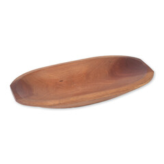 Wooden plate isolated over white background