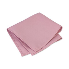 Folded pink tissue napkin isolated over white background