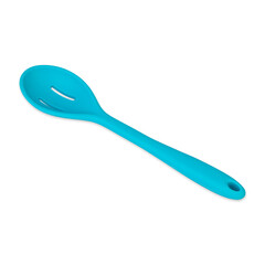 Blue silicon spoon isolated over white background