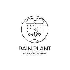 Rain and plant logo icon design