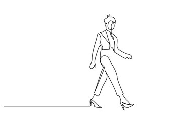 young fit attractive business woman walking wearing heels