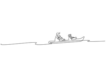 woman man couple kayak canoe water sea lake line adventure relax race line drawing