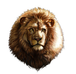Realistic digital painting of a lion. Big wild animal.