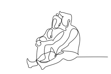 Fototapeta na wymiar couple in love sitting nature relax holiday lovers line art